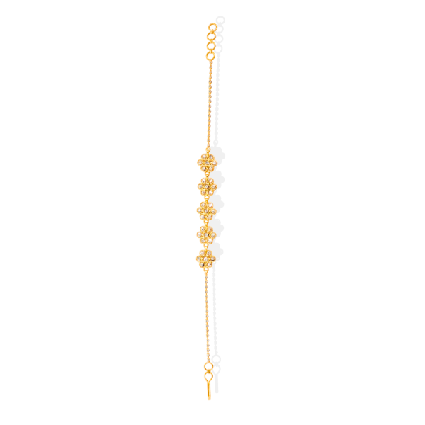 22K Gold Two Tone Bracelet In Flowers Pattern 