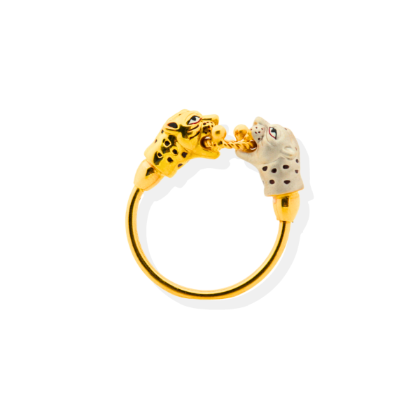 22K Gold Two Tone Leopard Ring  