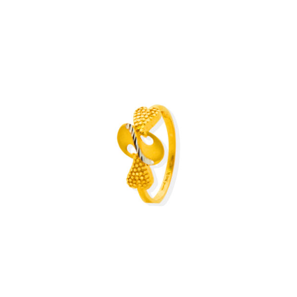 Butterfly Heart Two Tone Ring in 22K Gold