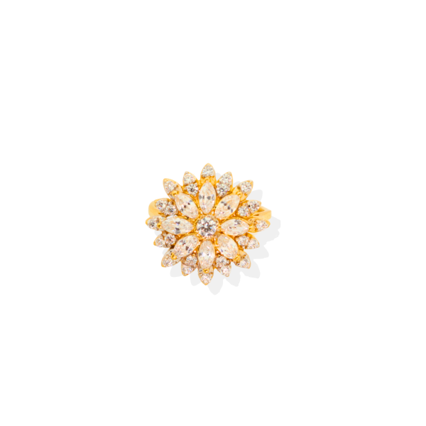 Diamond Flower Ring in 22K Gold