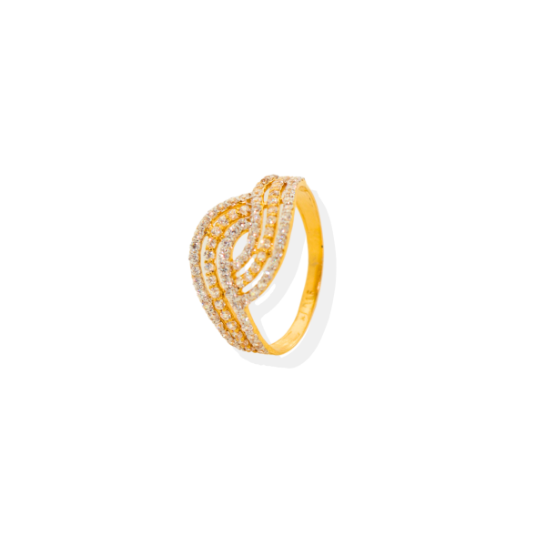 Beauty of Wave Diamond Ring in 22K Gold