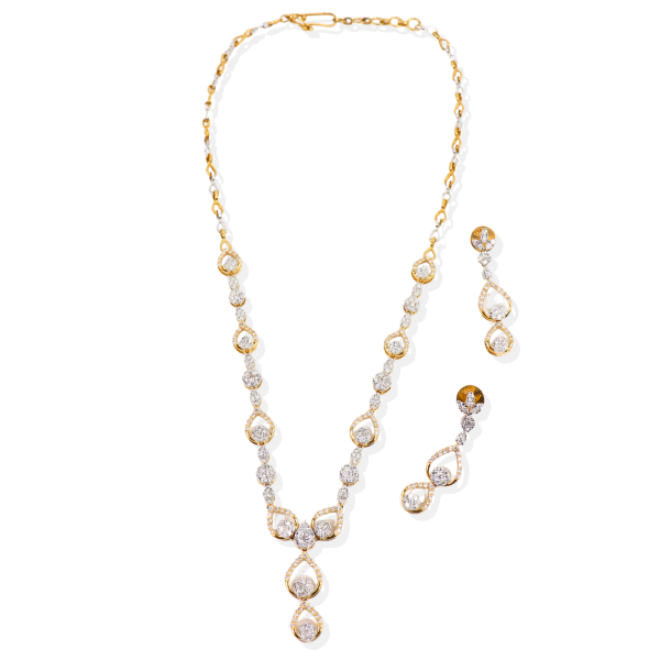 1.42CT Diamond Necklace Set in 18K Gold 