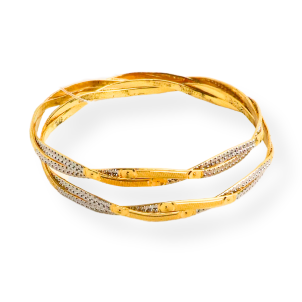 22K Gold Two Tone Bangles in Set of Two