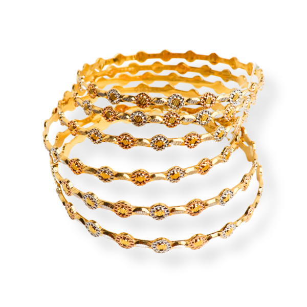 22K Gold Set of 6 Bangles in Two tone