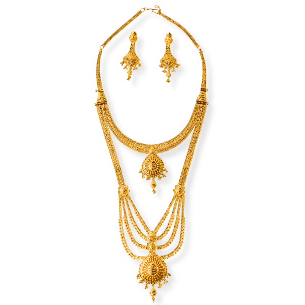 Rajvadi Necklace Set in 22K Gold 