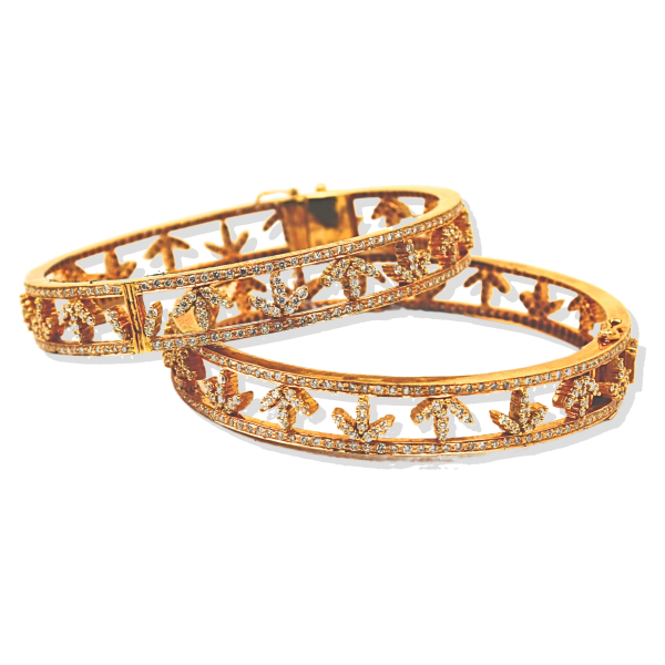 0.35CT Diamond Bangles Set of 2 in Antique Gold