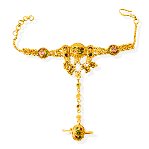 22K Gold Minakari Bracelet with Gemstone