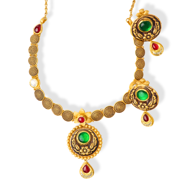Sophisticated Antique Necklace Set in 22K Gold