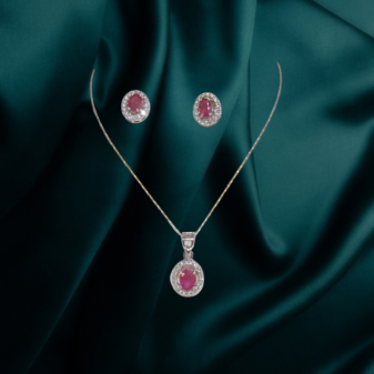 148 18 K Gold Diamond Pendant PD / 0.37 CT Ed / 0.32 CT Ruby /1.69CT set 7.06 Gram Gold