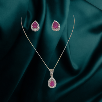 150 18 K Gold Diamond Pendant PD / 0.34 CT Ed / 0.49 CT Ruby 1.32 CTset 8.04 Gram Gold