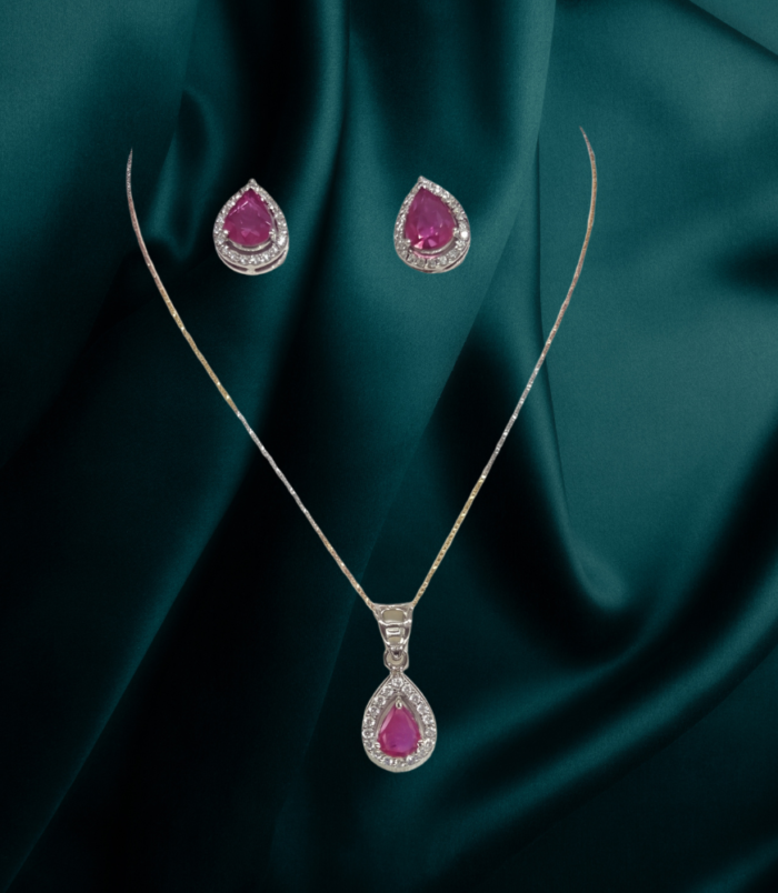 150 18 K Gold Diamond Pendant PD / 0.34 CT Ed / 0.49 CT Ruby 1.32 CTset 8.04 Gram Gold