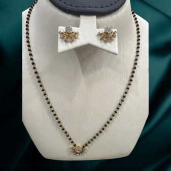 22K GOLD Diamond Mangalsutra Earring SET