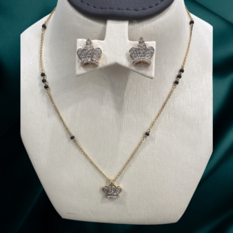 22K GOLD Diamond Mangalsutra Earring SET