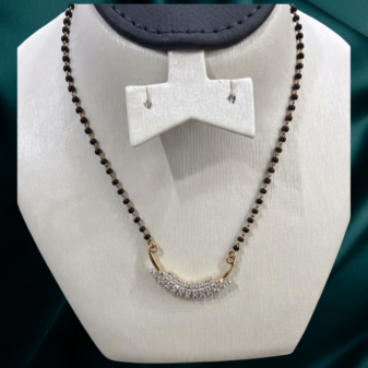 22K GOLD Diamond Mangalsutra Earring SET