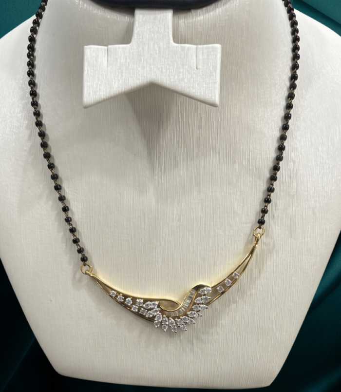 215 KBZ GOLD DMD MSTR SET 22K GOLD Diamond Mangalsutra Earring SET