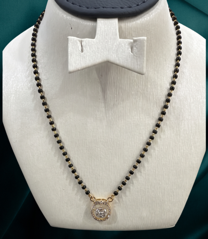 218 KBZ GOLD DMD MSTR SET 22K GOLD Diamond Mangalsutra Earring SET