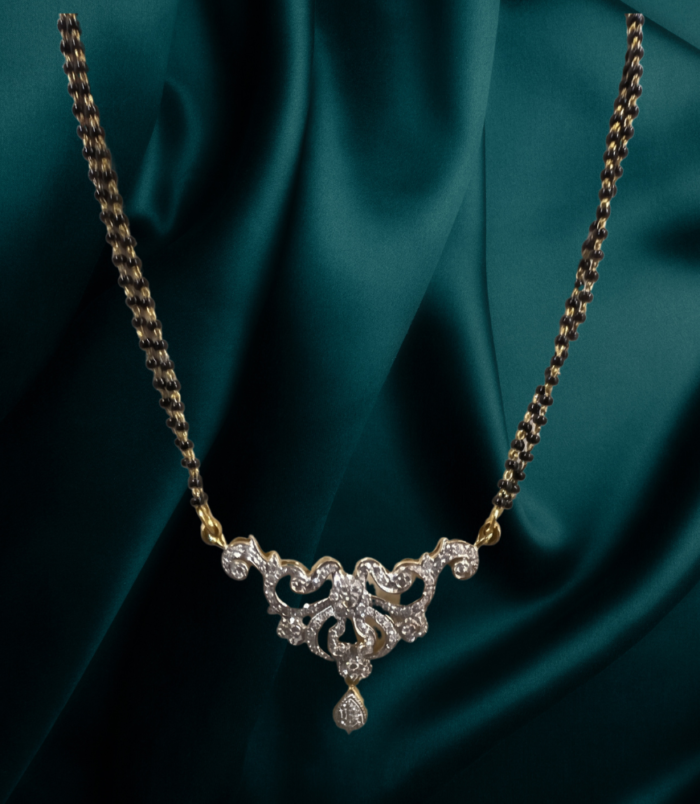 22K GOLD Diamond Mangalsutra Earring SET