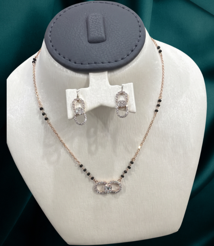 22K GOLD Diamond Mangalsutra Earring SET
