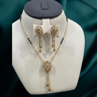 22K GOLD Diamond Mangalsutra Earring SET