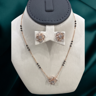 22K GOLD Diamond Mangalsutra Earring SET