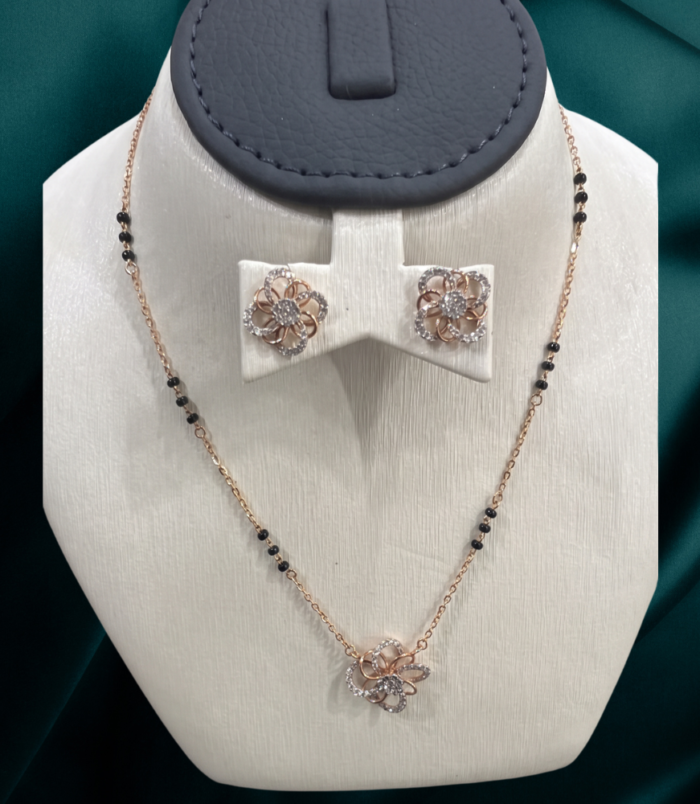 234 KBZ GOLD DMD MSTR SET 22K GOLD Diamond Mangalsutra Earring SET