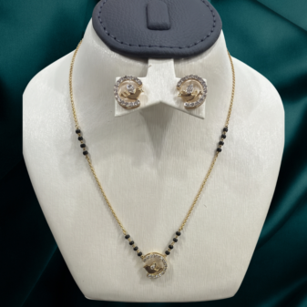 22K GOLD Diamond Mangalsutra Earring SET
