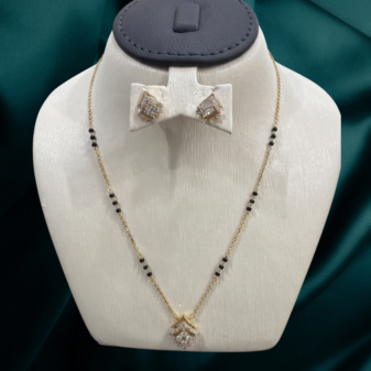 22K GOLD Diamond Mangalsutra Earring SET
