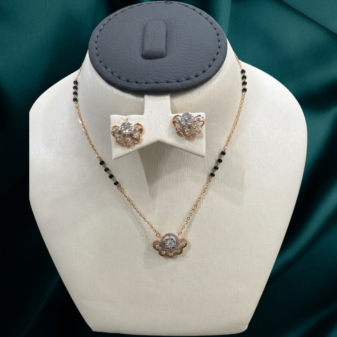 22K GOLD Diamond Mangalsutra Earring SET
