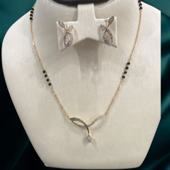22K GOLD Diamond Mangalsutra Earring SET