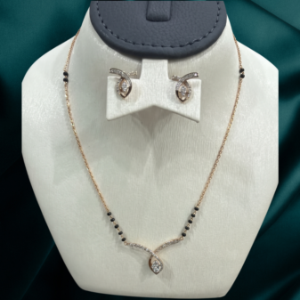 22K GOLD Diamond Mangalsutra Earring SET