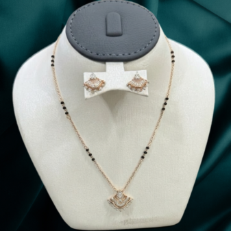22K GOLD Diamond Mangalsutra Earring SET