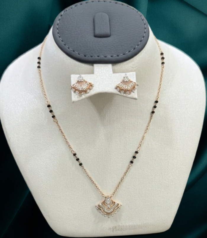 242 KBZ GOLD DMD MSTR SET 22K GOLD Diamond Mangalsutra Earring SET