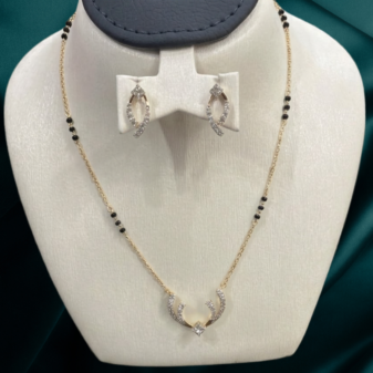 22K GOLD Diamond Mangalsutra Earring SET