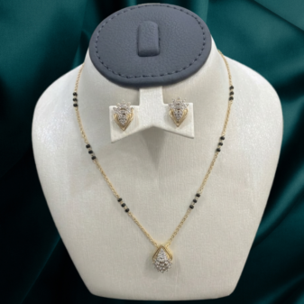 22K GOLD Diamond Mangalsutra Earring SET