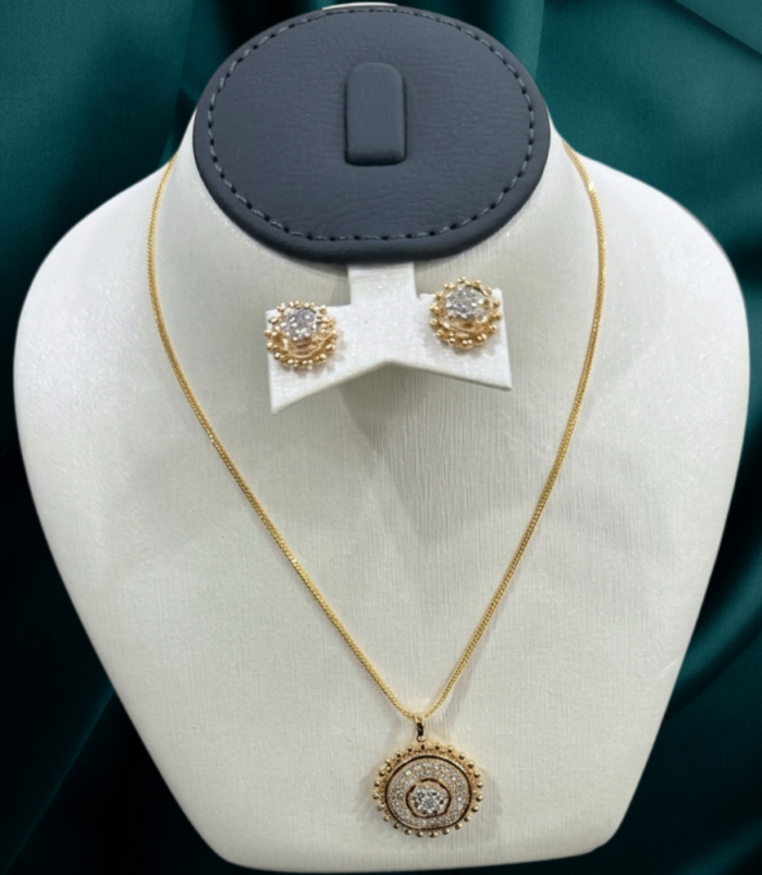 249 KBZ GLD DMD PNDT SET 22K GOLD Diamond Mangalsutra Earring SET
