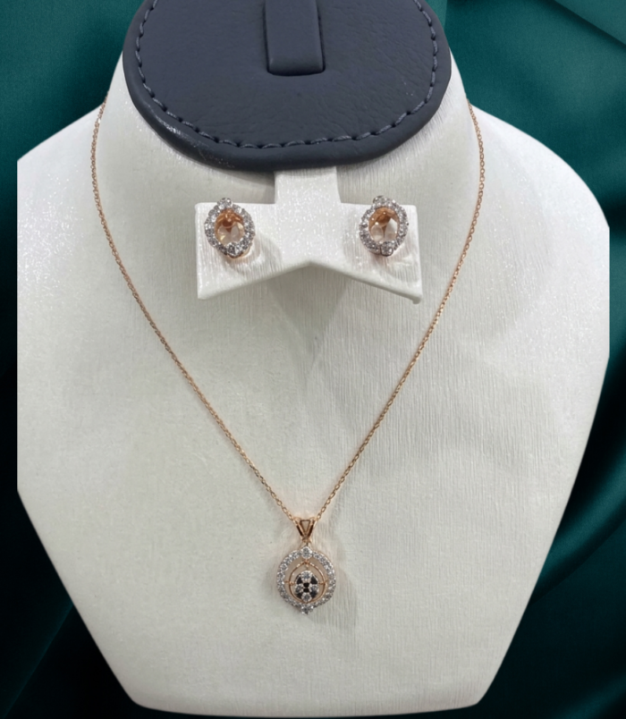 250 KBZ GLD DMD EMRLD SET 22K GOLD Diamond Mangalsutra Earring SET
