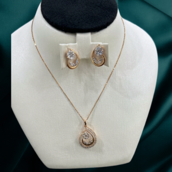 22K GOLD Diamond Pendant Earring SET